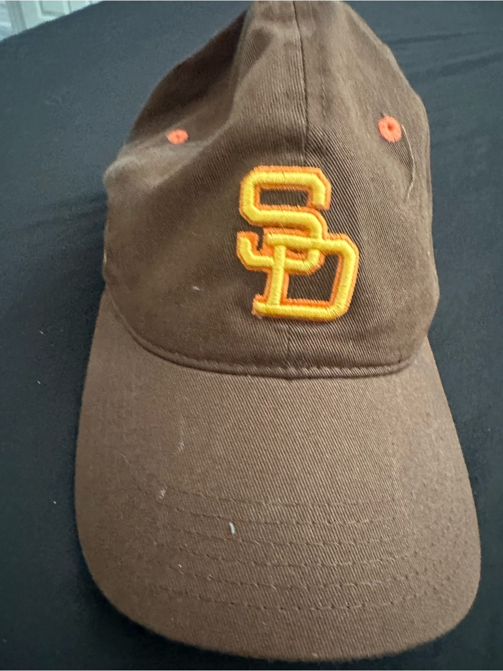 Brown Baseball Cap with Yellow/Orange 'SD' Logo